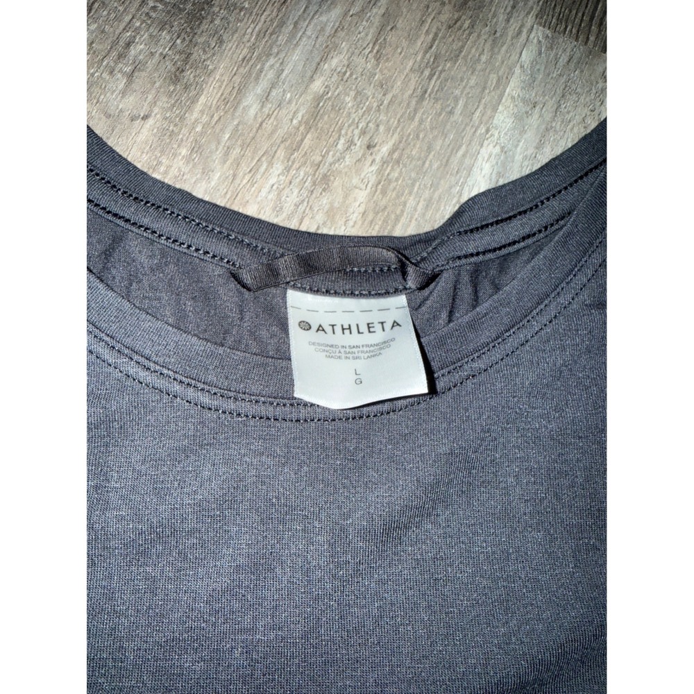 Athleta Black Sleeveless Empire Waist Cinched Tank Top Large L Yoga Travel - Picture 2 of 5